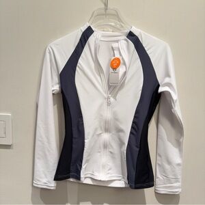 NWT ATTRACO Long Sleeve Rash Guard Shirts for UPF 50+!Full Zip Up Jacket Size S